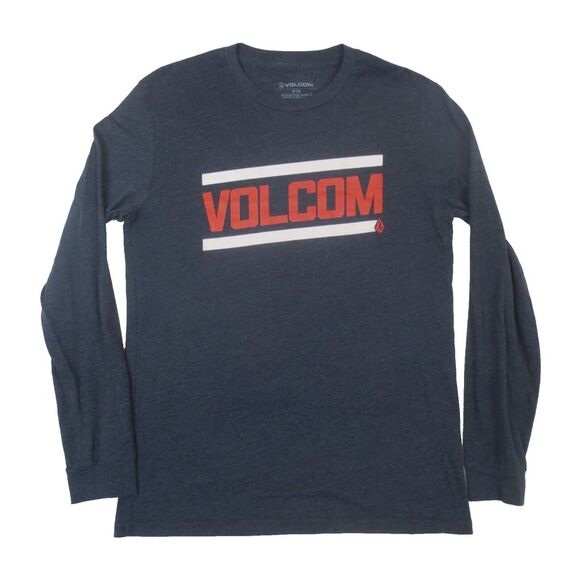 Volcom Shirt Mens Medium Heather Blue Long Sleeve Logo Grunge Skateboard Y2K‎ - Picture 1 of 6